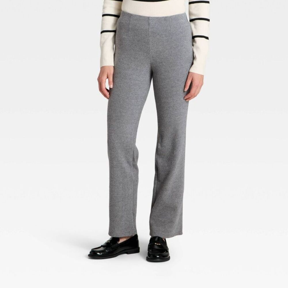 Women's Brushed Pull-On Pants - A New Day Gray S